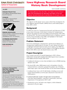 Iowa Highway Research Board History Book Development Tech Transfer Summary