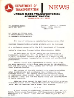 Department of Transportation News Urban Mass Transportation Administration UMTA 7726 DOT Looks at Citizen Role in Transportation Projects to Preserve Neighborhoods