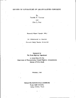 Review of Literature on AirEntrained Concrete