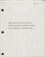 Remarks Prepared for Delivery by Secretary of Transportation Brock Adams Announcing the Approval of I90