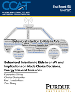 Behavioral Intention To Ride in AVs and Impacts on Mode Choice Decisions Energy Use and GHG Emissions