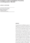 An Analysis of Labor and Multifactor Productivity in Air Transportation 1990  2001