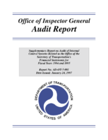 Supplementary Report on Audit of Internal Control Systems Related to the Office of the Secretary of Transportations Financial Statements for Fiscal Years 1994 and 1995