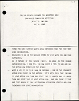 Talking Points Prepared for Secretary Dole Dan Quayle Fundraiser Reception