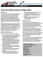 Quantify the Valuation of RightofWay Project Summary