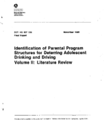 Identification of Parental Program Structures for Deterring Adolescent Drinking and Driving Volume 2 Literature Review