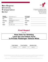 New data for relating land use and urban form to private passenger vehicle miles