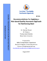 Recommendations for Applying a Riskbased Quality Assurance Approach for Reinforcing Steel