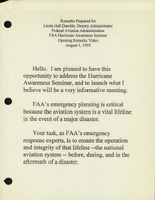FAA Deputy Administrator Linda H Daschle Speeches August 1995