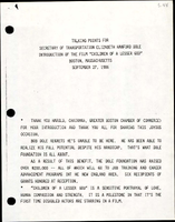 Talking Points for Secretary of Transportation Elizabeth Hanford Dole Introduction of the Film Children of a Lesser God