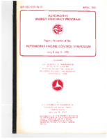 Automotive Energy Efficiency Program  Papers Presented at the Project Coordination Meeting November 46 1975