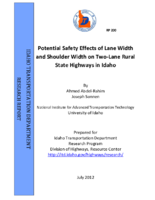 Potential Safety Effects of Lane Width and Shoulder Width on TwoLane Rural State Highways in Idaho