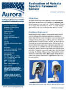 Evaluation of Vaisala Spectro Pavement Sensor Project Summary
