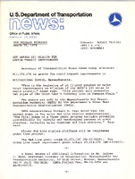 US Department of Transportation News Office of Public Affairs UMTA 1678 DOT Awards 11 Million for Boston Transit Improvements