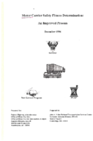 Motor Carrier Safety Fitness Determination An Improved Process