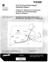 Northeast Corridor Improvement Project Electrification  New Haven CT to Boston MA  Final Environmental Impact StatementReport  v 3 Response to Comments on Draft Environmental Impact StatementReport