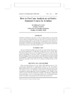 How to Use Case Analysis as an Entire Semester Course in Aviation