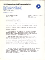 US Department of Transportation News Office of Public Affairs UMTA 1978 DOT Awards 178 Million to Washington Area Transit