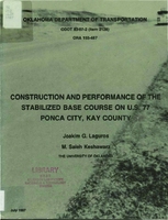 Construction and Performance of the Stabilized Base Course on US 77 Ponca City Kay County