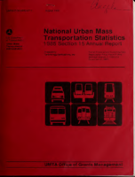 National Urban Mass Transportation Statistics 1985 Section 15 Annual Report August 1987