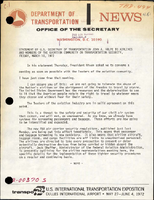 Statement by US Secretary of Transportation John A Volpe to Airlines and Members of the Aviation Community on Transportation Security