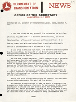 Statement by US Secretary of Transportation John A Volpe