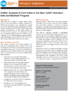 Analysis of Curb Inlets in the New TxDOT Standard Inlet and Manhole Program Project Summary