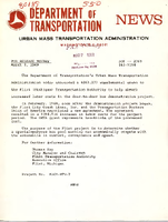 Department of Transportation News Urban Mass Transportation Administration DOT2769
