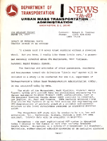 Department of Transportation News Urban Mass Transportation Administration UMTA 7718 Impact of Personal Rapid Transit System to be Studied