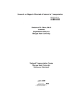 Research on magnetic materials of interest in transportation