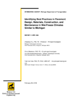 Identifying Best Practices in Pavement Design Materials Construction and Maintenance in WetFreeze Climates Similar to Michigan