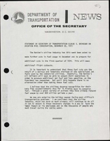 Statement by Secretary of Transportation Claude S Brinegar on Aviation Fuel Conservation