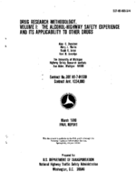 Drug Research Methodology Volume 1 the AlcoholHighway Safety Experience and Its Applicability to Other Drugs