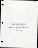 Remarks Prepared for Delivery by Secretary Elizabeth Hanford Dole to the United Methodist Men of Metropolitan Memorial United Methodist Church