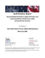 Draft final report  musculoskeletal disorders II spinal cord injury and commercial motor vehicle driver safety comprehensive review