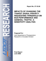 Impacts of Changing the Transit Signal Priority Requesting Threshold on Bus Performance and General Traffic A Sensitivity Analysis