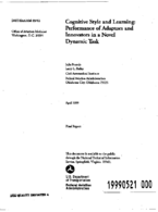 Cognitive Style and Learning Performance of Adaptors and Innovators in a Novel Dynamic Task