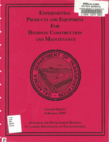 Experimental Products and Equipment for Highway Construction and Maintenance Annual Report 1995