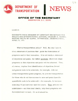 Assistant Secretary of Transportation for Policy and International Affairs Charles D Baker Speeches April 1971
