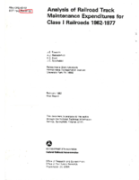 Analysis of Railroad Track Maintenance Expenditures for Class I Railroads 19621977