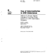 Use of Intermediaries in DWI Deterrence Volume 2 Phase 1 Report Analysis of Potential Target Clusters for DWI Intermediary Programs