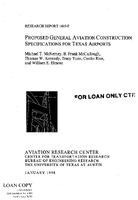 Proposed General Aviation Construction Specifications for Texas Airports