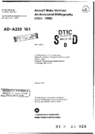 Aircraft wake vortices  an annotated bibliography 19231990
