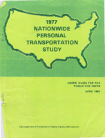 1977 Nationwide Personal Transportation Study Users Guide for the Public Use Tapes