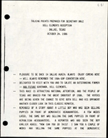 Talking Points Prepared for Secretary Dole Bill Clements Reception