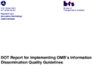 DOT Report for Implementing OMBs Information Dissemination Quality Guidelines