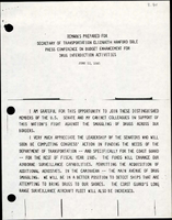 Remarks Prepared for Secretary of Transportation Elizabeth Hanford Dole Press Conference on Budget Enhancement for Drug Interdiction Activities