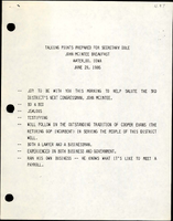 Talking Points Prepared for Secretary of Transportation Elizabeth Hanford Dole at the John McIntee Breakfast