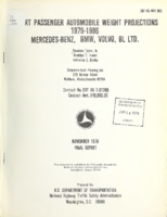 Import passenger automobile weight projections 19791986  MercedesBenz BMW Volvo BL Ltd  final report
