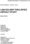 Low Solvent Emulsified Asphalt Study